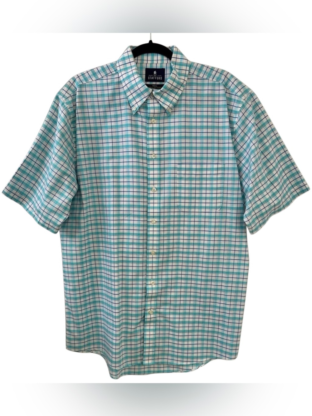 Stafford Travel WrinkleFree Oxford button down shirt. 17 Business Casual plaid